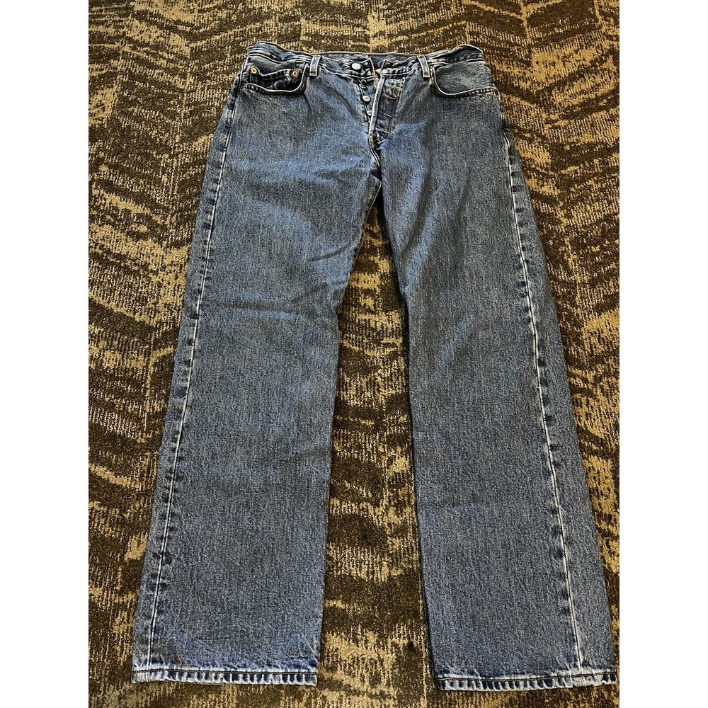 Vintage 90s Levis 501 0193 Denim Blue Button Fly Jean Size 32x30